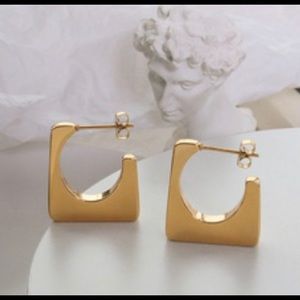 Square titanium steel gold earrings